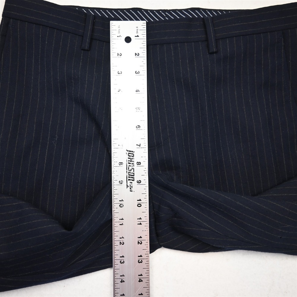Banana Republic 31x32 Navy 100% Wool Flannel Stripe 378488 Slim Dress Mens Pants - Picture 5 of 9